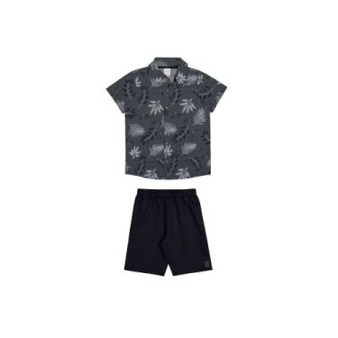 Imagem de Conjunto Menino Camisa e Bermuda Alakazoo Ref. 19293, Cinza, 3