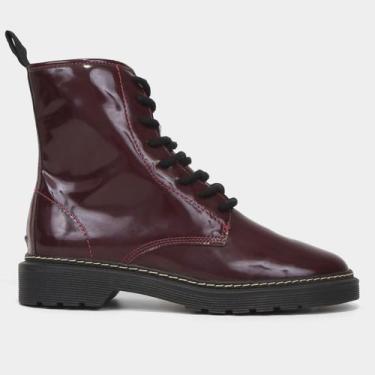 Imagem de Bota Zatz Coturno Box Verniz Feminina, Vinho, 34