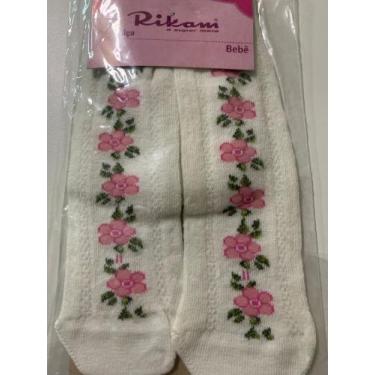 Imagem de Meia Calça Bebê Com Desenhos Flores PP 17 20 - Rikam