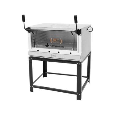 Imagem de Forno Refratário de Lastro a Gás Industrial Metalúrgica Venâncio Roma FIRI90 em Aço Inox com Pedra Refratária