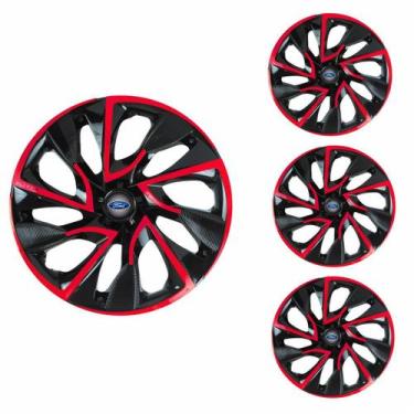 Imagem de Jogo Calota Aro 14 DS4 Red Cup Universal + Emblema Resinado Ford - Eli