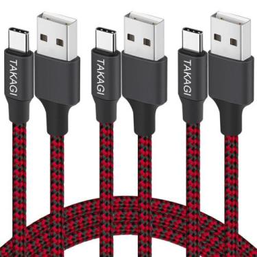 Imagem de Cabo USB para USB-C TAKAGI 3 unidades 1,8 m carregamento rápido