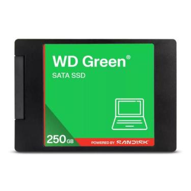 Imagem de SSD 250GB Sata3 WD Green, Leitura/Gravação sequencial 545/505 MB/s, 3 