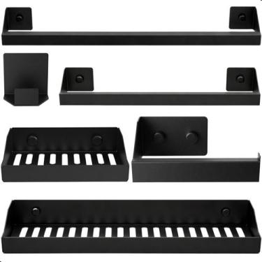 Imagem de Kit Acessórios Para Banheiro Preto 6 Peças Master Slim DF - CasaMóveis