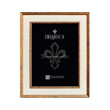 Imagem de Porta-retrato Frame poliestireno 15x20cm dourado e off-white -L Hermit