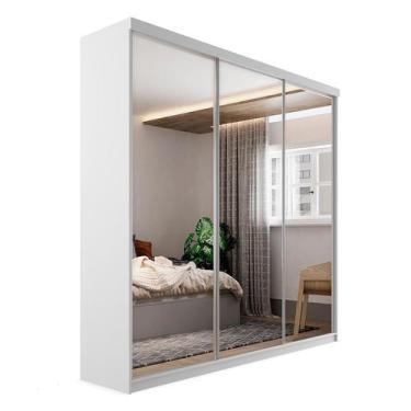 Imagem de Guarda-Roupa Casal com 3 Espelhos Geneve 3 Portas 4 Gavetas Branco - M