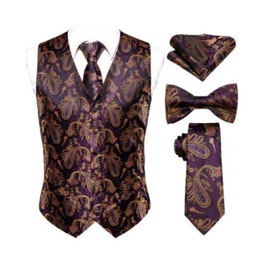 Imagem de Colete De Luxo Masculino Dourado Com Gravata Borboleta, Lenço De Bolso