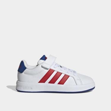 Imagem de Tênis Infantil Adidas Grand Court 3.0, Branco, Azul royal, 31