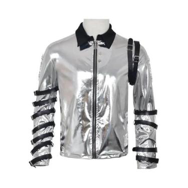 Imagem de Jaqueta De Couro Prateada MJ Michael Jackson Para Cosplay, Fantasia De