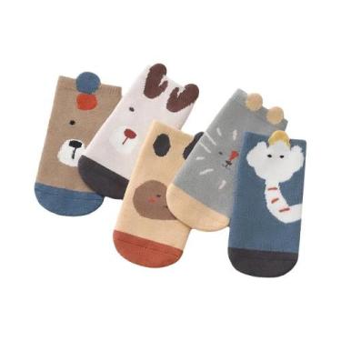 Imagem de Meias Grossas E Quentes Antiderrapantes Para Bebês, 5 Pares De Meias C