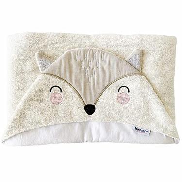 Imagem de Biramar Baby Toalha De Banho Kids Felpuda Com Capuz Bordado Woodland Raposa Cinza