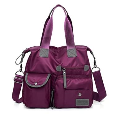 Imagem de JXGSGOGO Bolsa utilitária feminina bolsa de enfermeira bolsa tiracolo versátil e moderna bolsa de ombro bolsa de mão bolsa de mão, Roxa