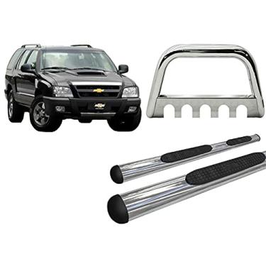 Imagem de KIT QUEBRA MATO C/PROTETOR CARTER+ESTRIBO CHAPA CROMO BLAZER