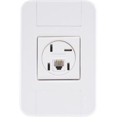 Imagem de Conjunto 4x2 com 1 Tomada Telefone 4P e RJ11 Tramontina Tablet Branco Tramontina