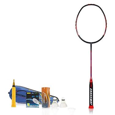Imagem de HiXB Raquete de Badminton Raquete Única Profissional Grau Dois Badminton e Estojo de Transporte Adequado para Treinamento de Competição Adulta, Vermelho