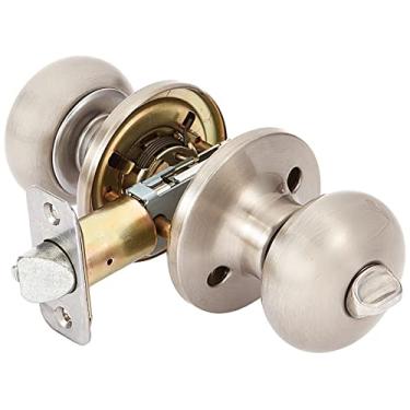 Imagem de Master Lock BCO0115 Fechadura de porta de entrada com chave, puxador estilo biscoito, níquel acetinado