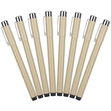 Imagem de Garosa 8 peças de canetas pretas de micro-linha, fineliner, multiliner, canetas de desenho de tinta para ilustração artística, esboço, desenho técnico, letras manuais