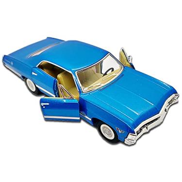 Imagem de Miniatura Chevrolet Impala 4 portas 1967 Azul Kinsmart Miniatura de carros antigos Escala 1:43