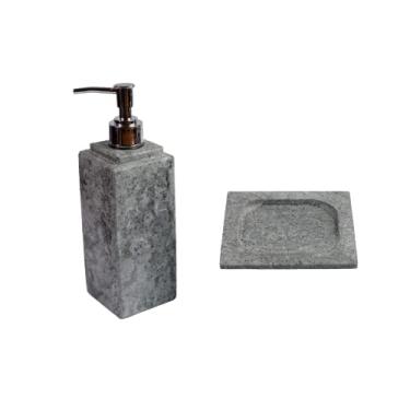 Imagem de Kit Banheiro Bancada Lavabo Luxo em Pedra Sabão N02 Prata