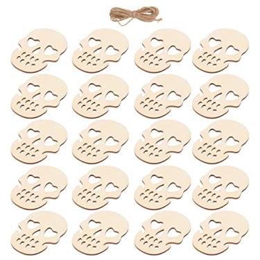 Imagem de 20 Peças Pingente De Halloween Com Corda De Madeira Decoração De Halloween Cena De Halloween Decoração Etiqueta De