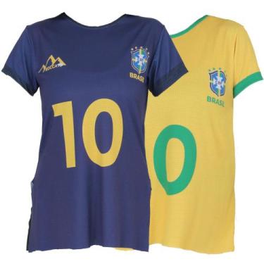 Imagem de Kit 2 Blusas Brasil Feminina Dry Fit Fitness - Click Mais Bonita