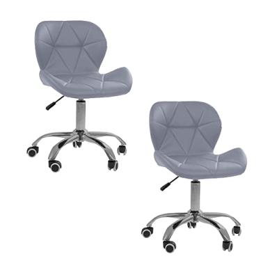 Imagem de Kit 02 Cadeiras Office Eiffel Slim Ajustável Base Giratória (Cinza)