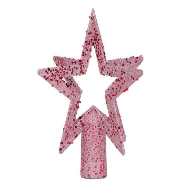 Imagem de Ponteira De Árvore De Natal Estrela Rosa 20x12x12cm 1020222