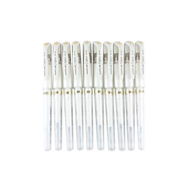 Imagem de Uni Ball Signo UM-153 Canetas esferográficas de tinta gel, branco, conjunto de 10 com conjunto de caneta original MIYABI (UM153.1x10)