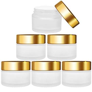 Imagem de Pacote com 6 frascos de vidro creme, frasco de vidro fosco transparente de 30 ml, frascos de recipiente de cosméticos recarregáveis vazios para creme facial base, pomada em pó solto loção para sombra, Transparente, 30ml / 1oz