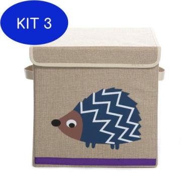 Imagem de Kit 3 Caixa Coleção Bichos/ Animals Infantil Quarto Bebê - Dolce Home