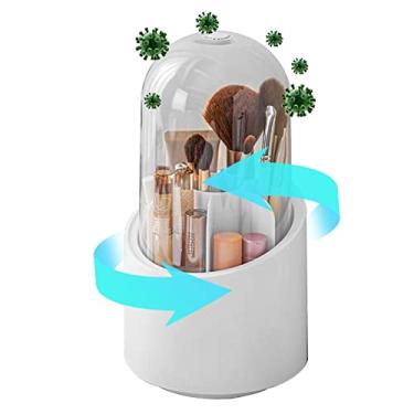 Imagem de Suporte de escova cosmética - Suporte de pincel de maquiagem de base giratória de 360° com tampa,Porta-canetas com 5 slots para pincéis de maquiagem para decoração de vaidade Jijie