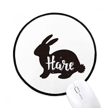 Imagem de Mouse pad animal lebre preto e branco tapete redondo para computador