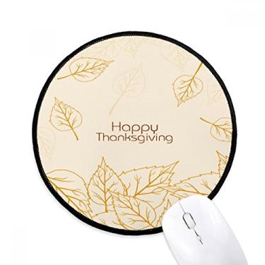 Imagem de DIYthinker Folha de Dia de Ação de Graças Padrão Mouse Pad Desktop Office Tapete Redondo para Computador