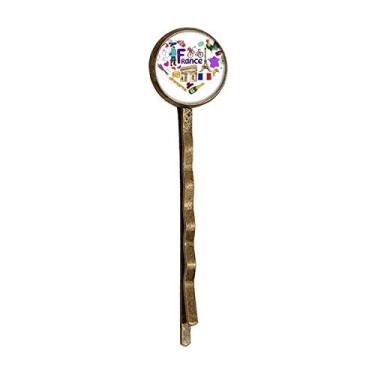 Imagem de França Love Heart Landscap Bandeira Nacional Retrô Metal Hair Bobby Pin Headwear