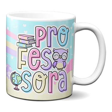 Imagem de Caneca Profissional Professora Presente Fofo Coruja Livros (Branca)