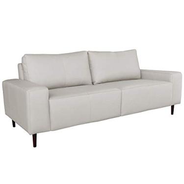 Imagem de Sofá 4L Sala de Estar Recepção 260cm Bipartido Brad Couro Off White G58 - Gran Belo