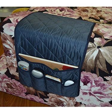 Imagem de NOVADEAL Organizador de armazenamento para descanso de braço de cadeira, organizador de ferramentas com 5 bolsos, adequado para telefone, iPad, livro, revistas, controle remoto de TV - azul escuro