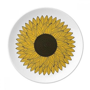 Imagem de Prato de sobremesa floral de girassol amarelo porcelana decorativa 20,32 cm jantar casa