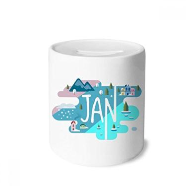 Imagem de DIYthinker Ilustração da temporada do mês de janeiro, caixa para dinheiro, porta-moedas de cerâmica, presente de cofrinho