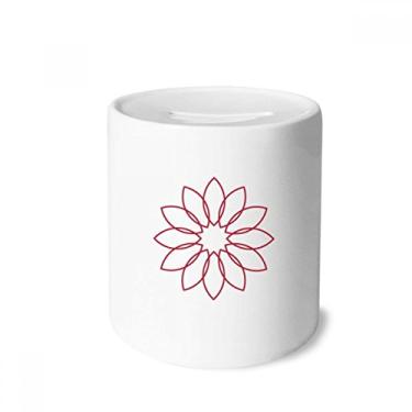 Imagem de DIYthinker Caixa de moedas de cerâmica Line, flor de lótus, caixa de dinheiro para presente de cofrinho