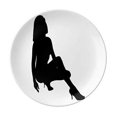 Imagem de Hot Underwear Prato de agachamento feminino decorativo de porcelana Salver Prato de jantar