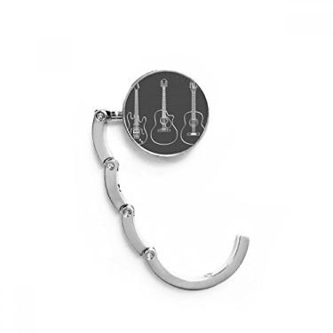 Imagem de Gancho de mesa de guitarra com combinação de instrumentos musicais, gancho decorativo com fecho dobrável