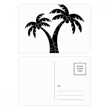 Imagem de Conjunto de cartões postais de aniversário com desenho de planta de coqueiro, cartão de agradecimento