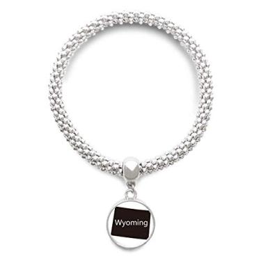 Imagem de DIYthinker Pulseira de prata Wyoming The United States of America com pingente de corrente ajustável