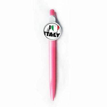 Imagem de I Love Italy Palavra Bandeira Love Heart Pattern Ponta Rollerball Azul Retrátil Caneta Escrever Papelaria
