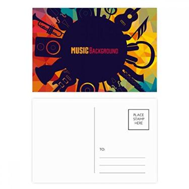 Imagem de Music Instruments — Conjunto de cartões postais de ilustração Crazy Blue para aniversário, cartão de agradecimento