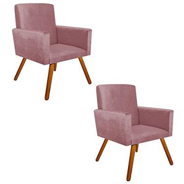 Imagem de Kit 02 Poltrona Decorativa Nina Suede Rose com Encosto Alto - D'Rossi