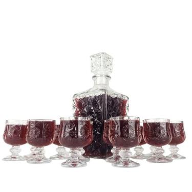 Imagem de Kit Bar Licoreira Whisky Garrafa De Vidro + Mini Taça Licor   - Garraf