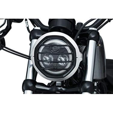 Imagem de Kuryakyn 6687 Acessório de iluminação de motocicleta: Anel de acabamento de farol Dillinger de 14 cm para motocicletas Harley-Davidson 1994-2019, prata