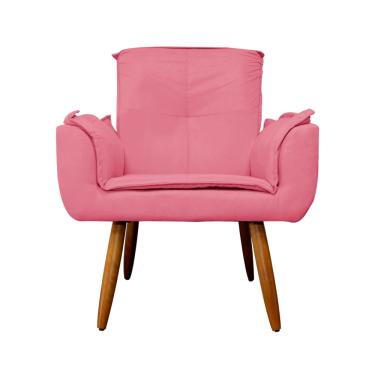 Imagem de Poltrona Decorativa Estofada Para Salão de Beleza Emília Plus Suede Rosa Barbie - LM DECOR
